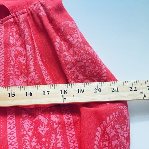 Free People Jumpsuit Size 6 Feel the Sun Red Linen Blend Wide Leg Pockets Boho - Picture 6 of 12
